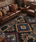 Rustic Cabin Area Rug for Living Room 8x10, Machine Washable Lodge Bear Rug by YIHOUSE