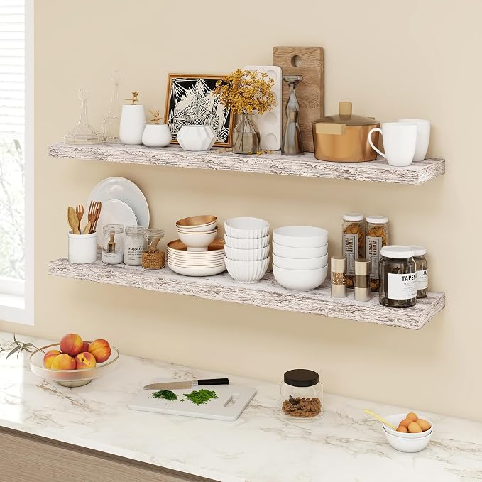 Acovy 48 Inch Floating Shelves, 9.3" Deep Floating Shelf Wall Mounted, Rustic - Image 2