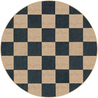 Lahome Checkered Easy Jute Entryway Rug, 3ft Round Washable Rugs Black | - Image 6