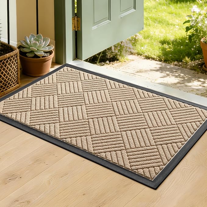 Front Door Mat, Heavy Duty Waterproof Doormat 35.5"x24", Stain Fade Resistant by WELDUN%E2%80%94IdealChoiceforHome