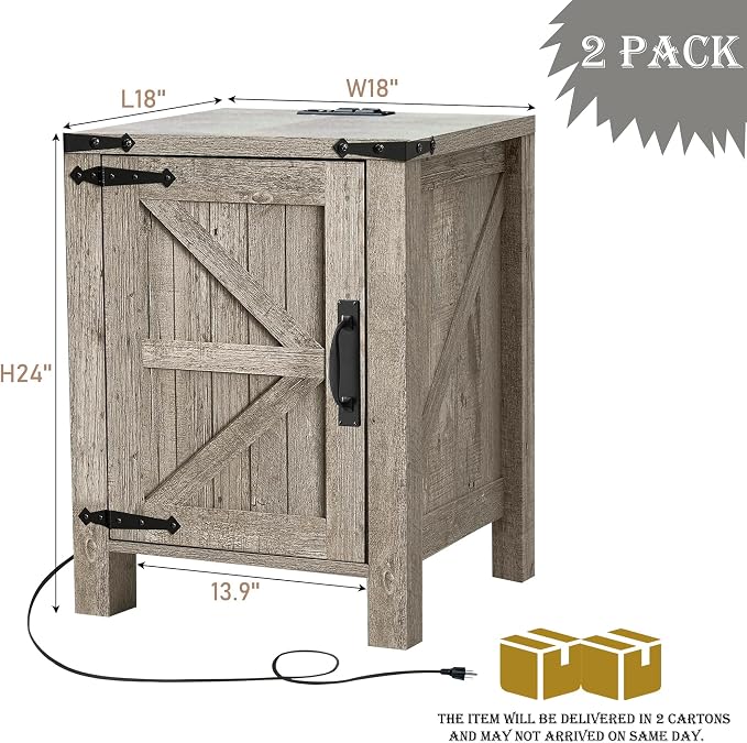 OKD Farmhouse Nightstand Set of 2 - Image 2