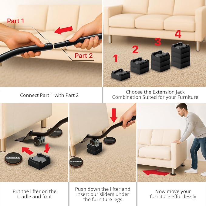 X-Protector Multi-Surface Furniture Sliders & Furniture Lifter Tool Set - Image 5