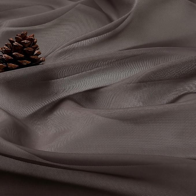 Chocolate Sheer Curtains 84 Inches Long 2 Panels Set, Light Filtering Sheer - Image 5