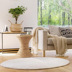 Casafield Hourglass Side Table, Water Hyacinth Round End Table, Boho Woven - Image 2