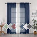 2 Panels Sheer Navy Blue Curtains 72 Inches Length Window Treatment by OVZME