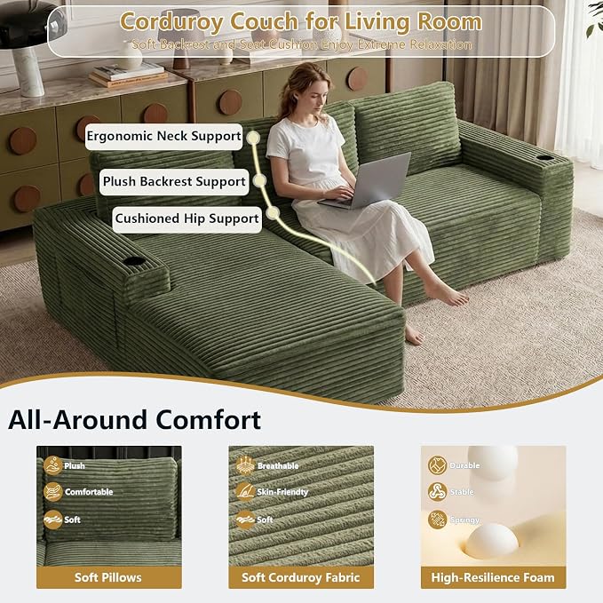 104" Cloud Sectional Couch L-Shaped - Image 4