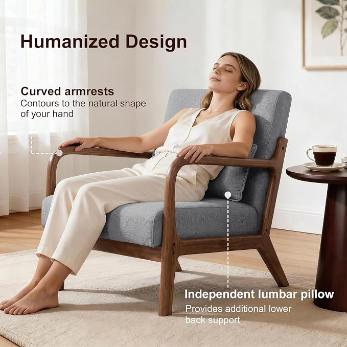 Mid Century Accent Chair, Comfy Arm Chair - Image 4