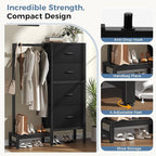 DUMOS Dresser with Hanging Rack, 4-in-1 Black Fabric Dresser - Image 7
