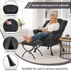 MBOOYOME Lazy Chair with Folding Ottoman, Modern Accent Lounge Armchair with - Image 4