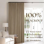Light Brown Linen Blackout 120 Inch Curtains - Image 3