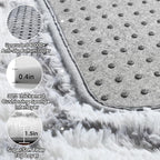 Area Rugs for Living Room, 7x10 Fluffy White and Grey Geometric Bedroom Rug | - Image 5