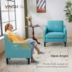 VINGLI Accent Chairs Set of 2 Living Room Chairs Teal Blue Reading Chair - Image 4