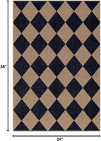 Lahome Checkered Easy Jute Front Door Mat, 2x3 Kitchen Outdoor Rug Washable | - Image 2