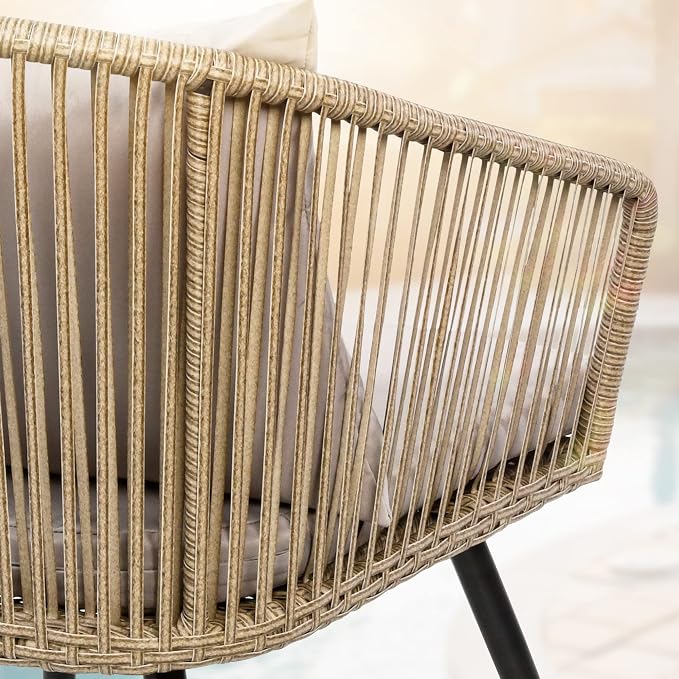 YITAHOME 3-Piece Wicker Small Patio Balcony Chair Set, Outdoor Rattan - Image 5