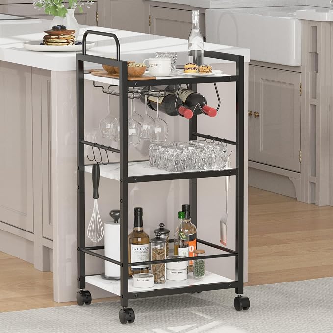 Bar Cart for The Home, 3 Tier Kitchen Carts - Image 3