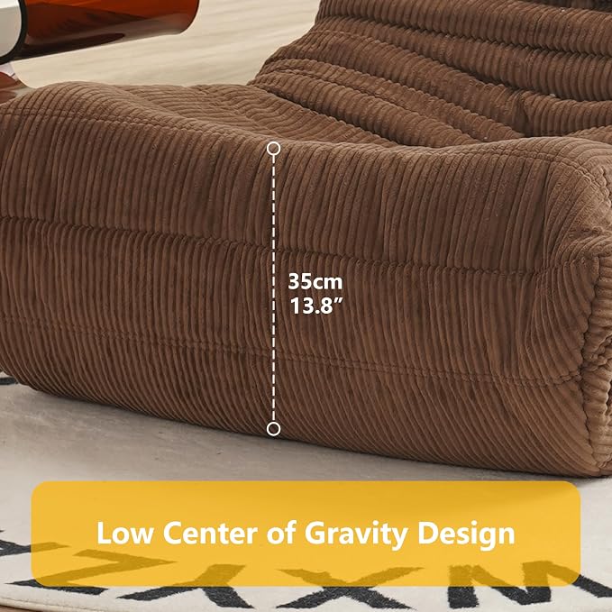 N&V Mid Century Armless Floor Sofa, Soft Premium Corduroy - Image 2