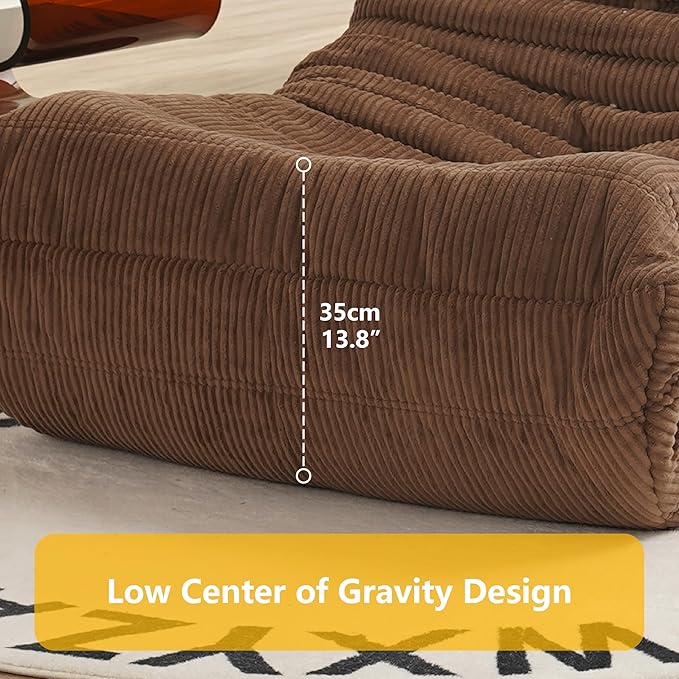 N&V Fireside Armless Floor Sofa, Mid Century Soft Premium Corduroy Lounge Chair - Image 2