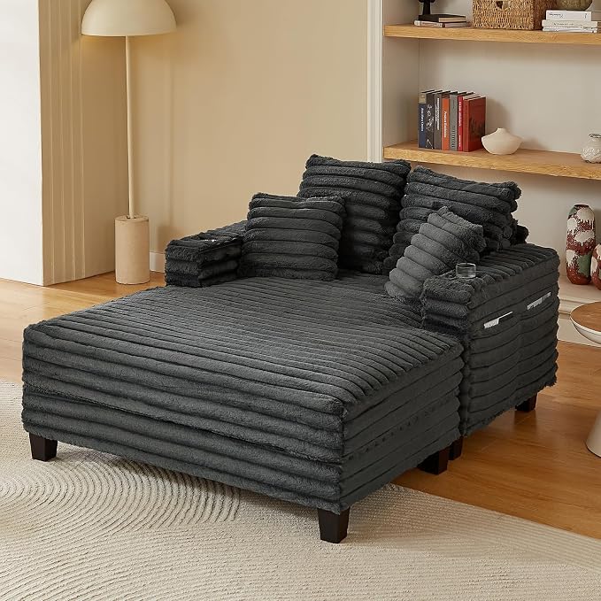 Amsleekey 64" Chaise Lounge Chair Indoor, Oversized Sleeper Chair by Amsleekey