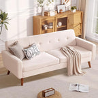 Tbfit 77.2" W Linen Sofa Couch, Mid Century Modern Decor Loveseat Couches by TBfit