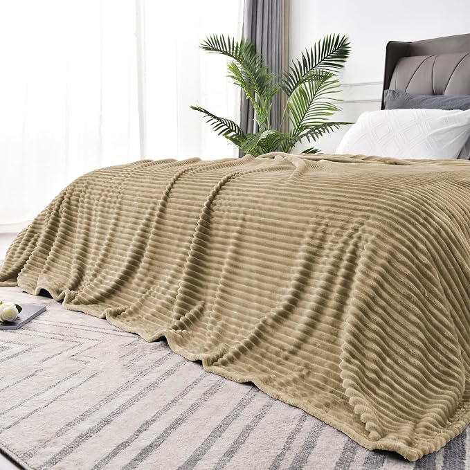 BEDELITE 3D Ribbed Jacquard Brown Blankets Queen Size - Image 2
