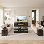 4-Piece Modern Living Room Table Set, Includes High Gloss 70" Fireplace TV Stand - Image 6