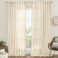 Extra Wide Linen Curtains for Bedroom Living Room 60 x 84 Inch | Natural by LAMIT