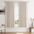 Oatmeal 100% Blackout Linen Curtains 63 Inch Length 2 Panels Set by Guken