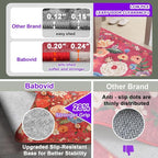 Red Floral Area Rug 3x5 for Bedroom Entryway Dorm | Ultra-Thin; Non Slip; - Image 3