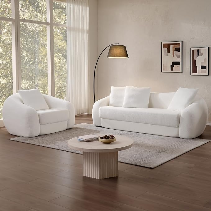 SICOTAS 90.6" Curved Convertible Sofa Couch Bed - Image 9