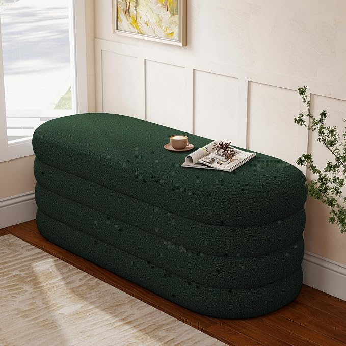 Busaurus Storage Ottoman Bench 49.2 Inch Upholstered Fabric Storage Bench - Image 8