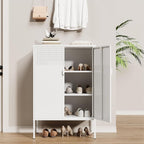 Metal Storage Cabinet, 2 Door TV Stand, Metal Mesh Accent Cabinet, Magnetic - Image 6