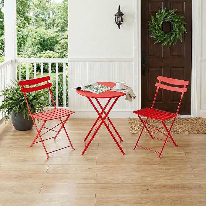 GarveeLife 3 Piece Patio Bistro Set, Folding Patio Bistro Table and Chairs Set - Image 7