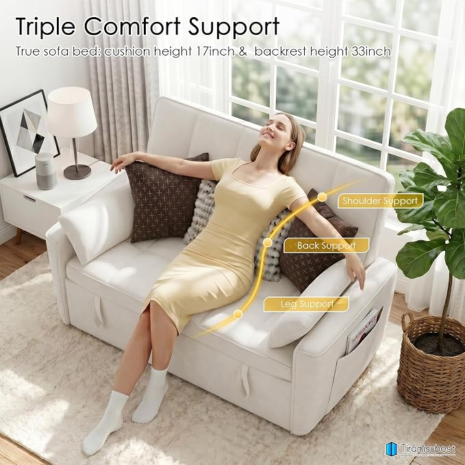 54'' Sleeper Sofa Bed, Convertible Pull Out Couch Futon - Image 9