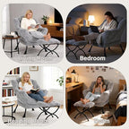 MBOOYOME Lazy Chair with Folding Ottoman, Modern Accent Armchair with Armrests - Image 7