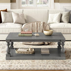 Merax Vintage Coffee Table Featuring Artistic Vase Column Legs and Luxurious - Image 3