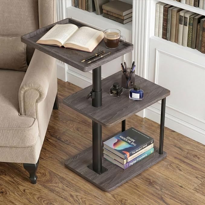 Faesun C Table End Table Adjustable Height, 360°Swivel TV Tray Table - Image 2