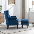 Mid-Century Accent Chair with Ottoman Modern Button Tufted Armchair Wingback - Image 5