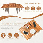 GEHE Acacia Wood Sofa Arm Tray, Foldable Couch Arm Tray Side Table, - Image 3