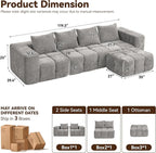 119" Boneless Couch, Oversized Cloud L Shaped Couch, Modular Sectional 4 Seater - Image 2