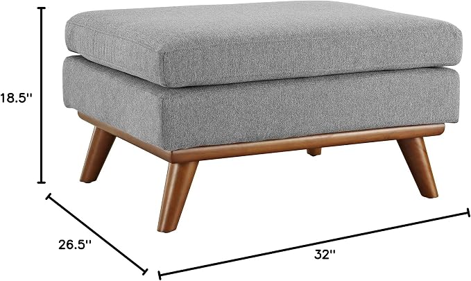 Modway Engage Mid-Century Modern Upholstered Fabric Ottoman in Expectation Gray - Image 3