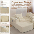 105'' Modular L-Shaped Boneless Sectional, Corduroy Deep Seat Cloud Sectional - Image 3