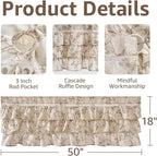 jinchan Ruffled Valance Curtain Linen Floral Kitchen Valance 18 Inch Shabby - Image 5