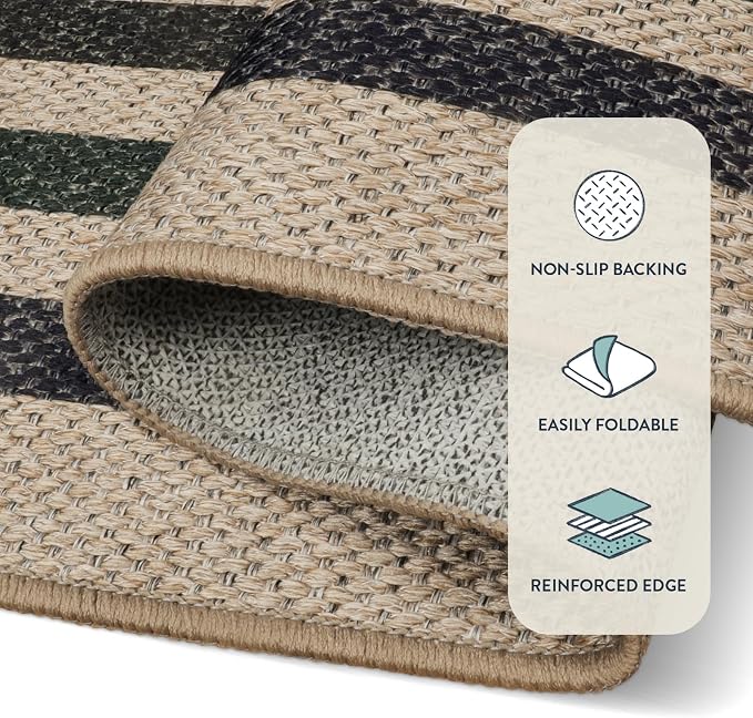 Lahome Mid Century Modern Easy Jute Rug, 3x5 Bordered Entryway Rug Non Slip | - Image 5