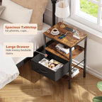 SUPERJARE Nightstand with Charging Station, Bed Side Table with Adjustable - Image 8