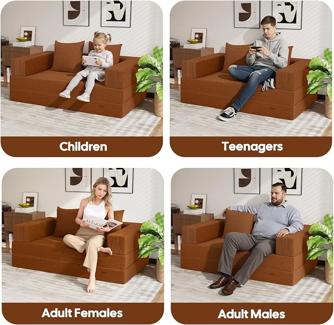 COMAX Futon Sofa Bed, 4‑in‑1 Convertible Sofa Bed, Folding Boneless Couches - Image 8