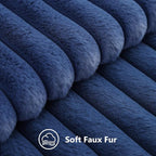 decorUhome Fall Faux Fur Throw Pillow Covers 22x22 Set of 2 Navy Blue | - Image 2