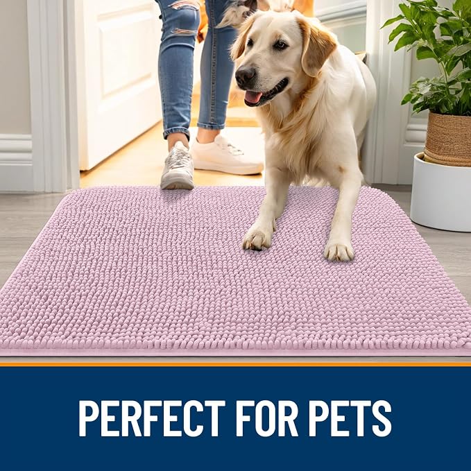 OLANLY Dog Door Mat for Muddy Paws 36x24, Super Absorbent Chenille Mud Mat | - Image 6
