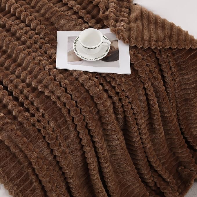 Brown Throw Blanket for Couch Sofa 60”x80” Striped Design - Image 4