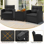 HAPPYGRILL 3 Pieces Wicker Patio Conversation Set, PE Rattan Bistro Sofa Set - Image 7