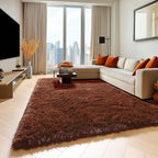Brown 6x9 Area Rugs for Living Room Bedroom, Large Fluffy Bedside Throw Rug - Image 4